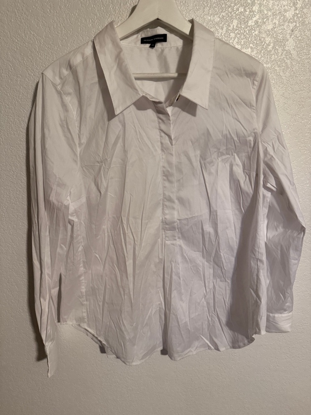 Universal Standard White 1/2 Button Pop Over Dress Shirt Size 10-12(XS vanity)